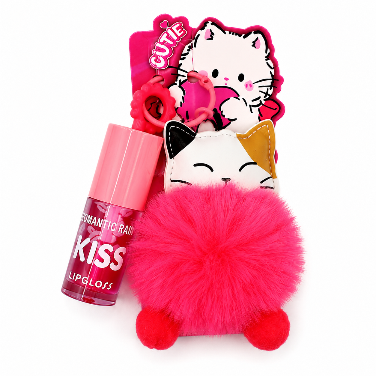 Llavero con Brillo Labial Gloss Gatito Kawaii