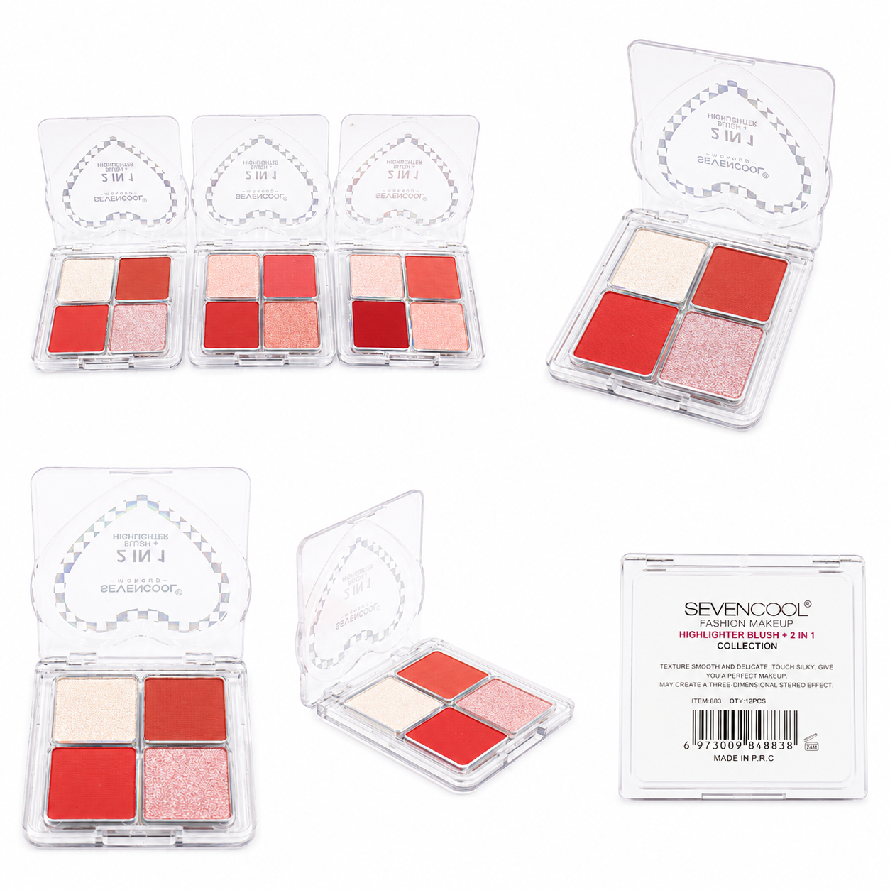 Paleta de Rubor e Iluminador 2 en 1 con 4 Tonos