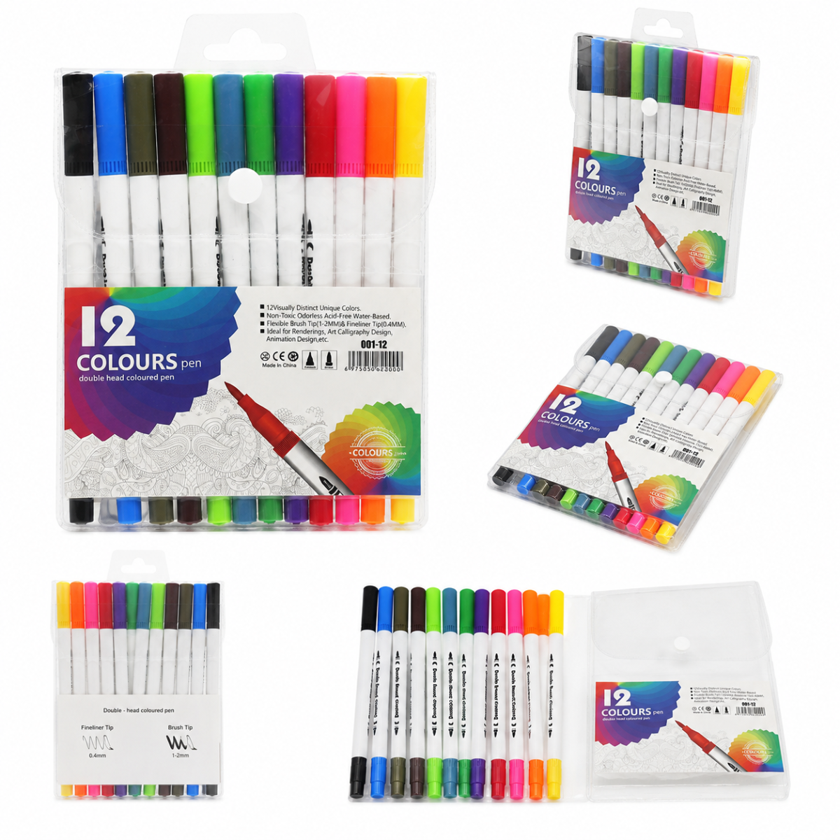 Set de 12 Marcadores de Colores Doble Punta