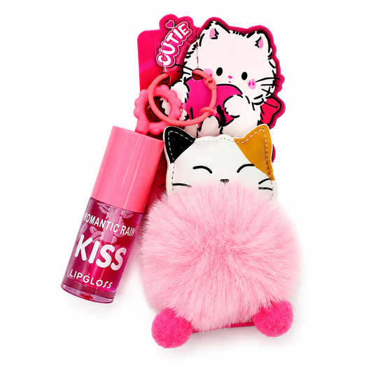 Llavero con Brillo Labial Gloss Gatito Kawaii