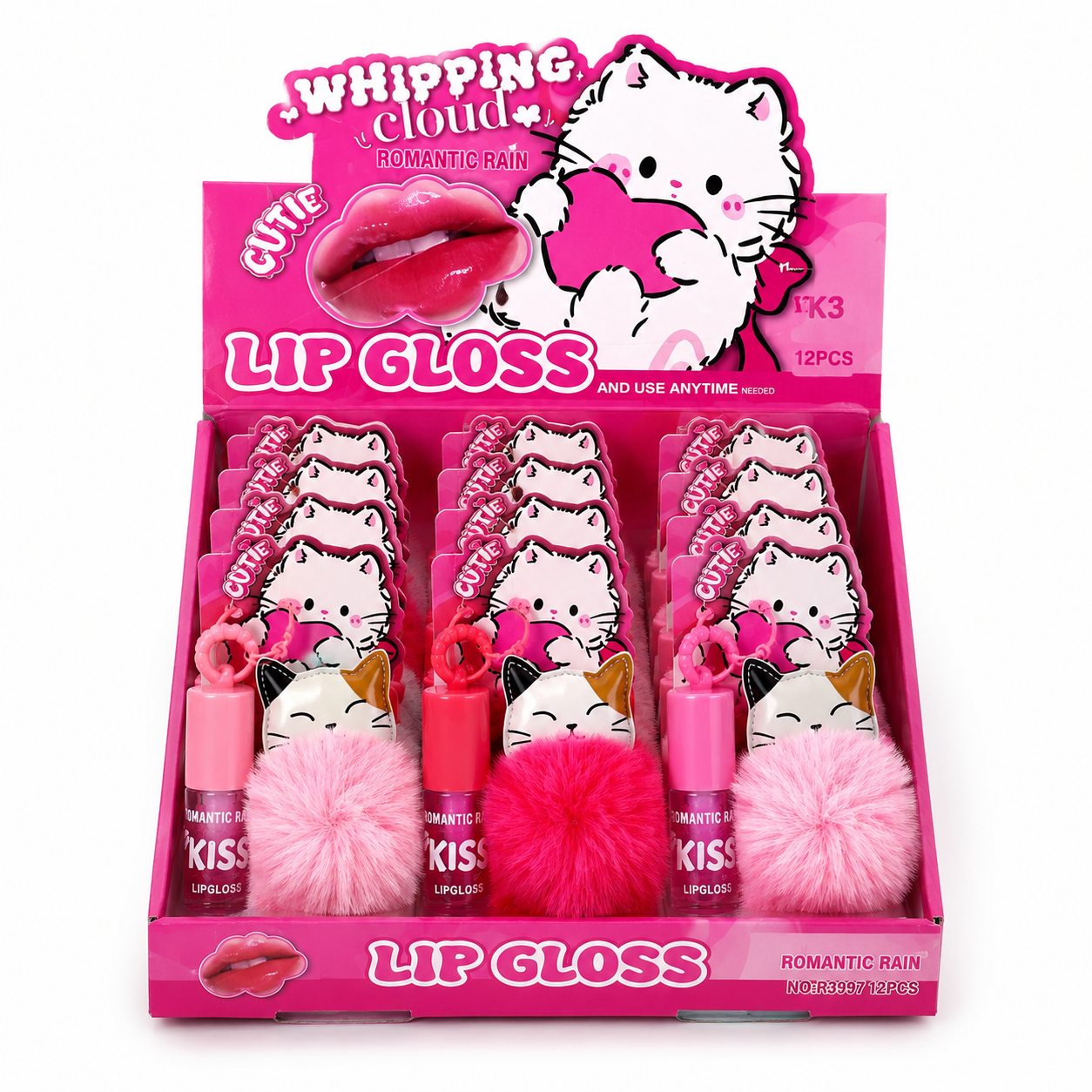Llavero con Brillo Labial Gloss Gatito Kawaii