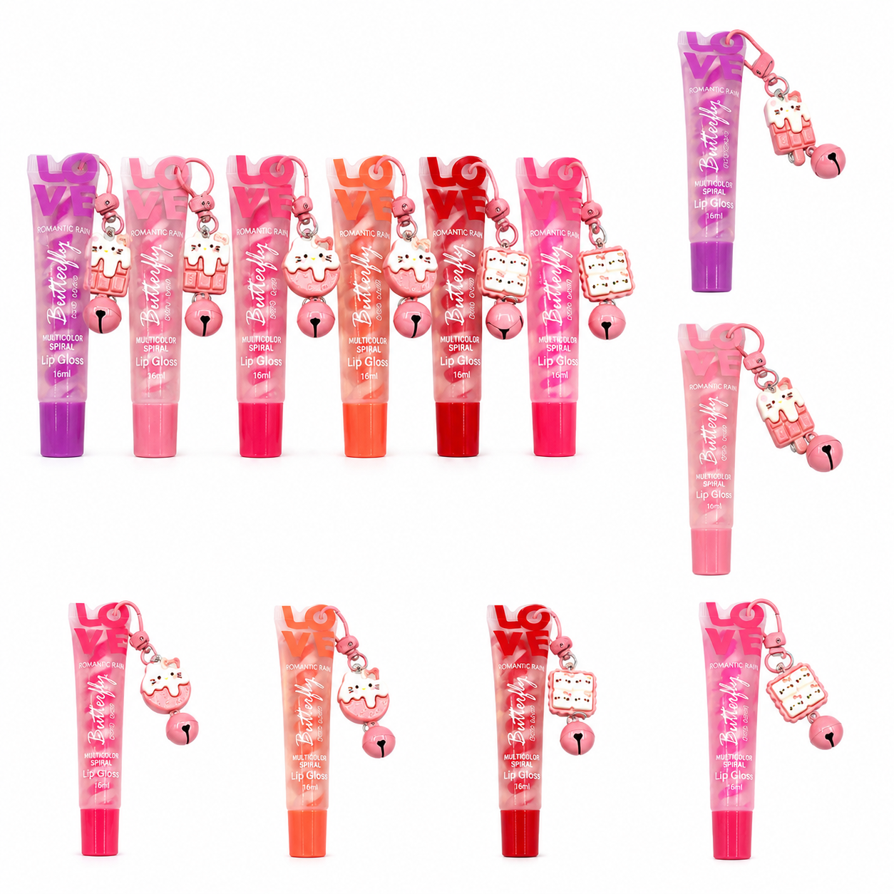Brillo labial en espiral con llavero Yumarket
