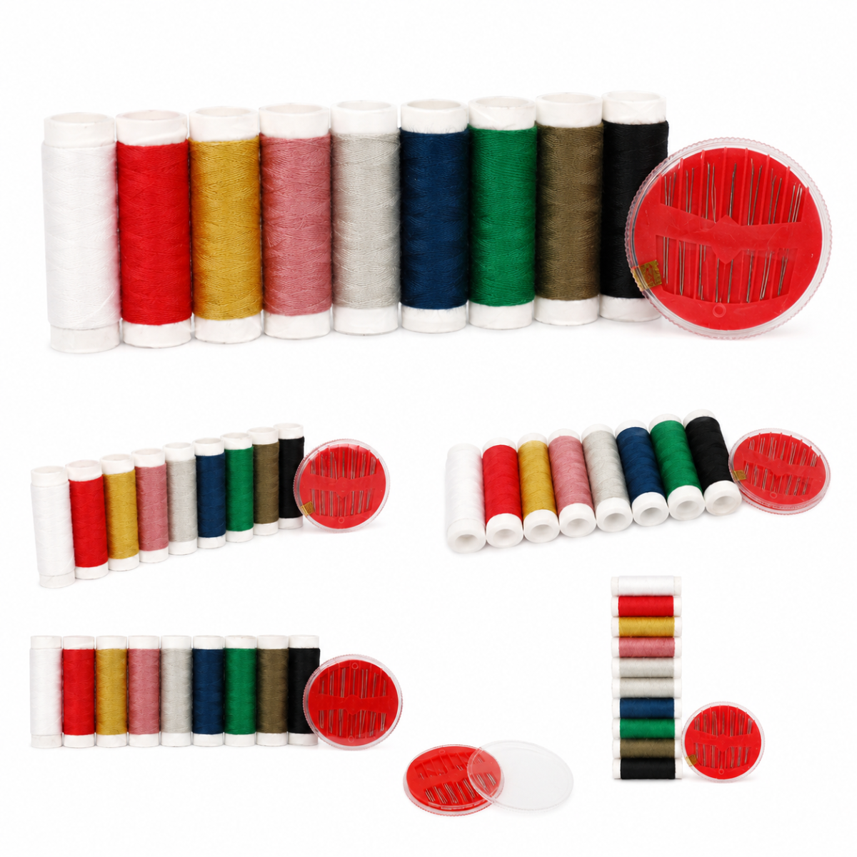 Kit de Costura con 9 Hilos de Colores y Agujas