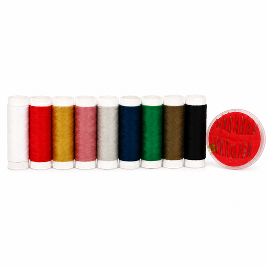 Kit de Costura con 9 Hilos de Colores y Agujas