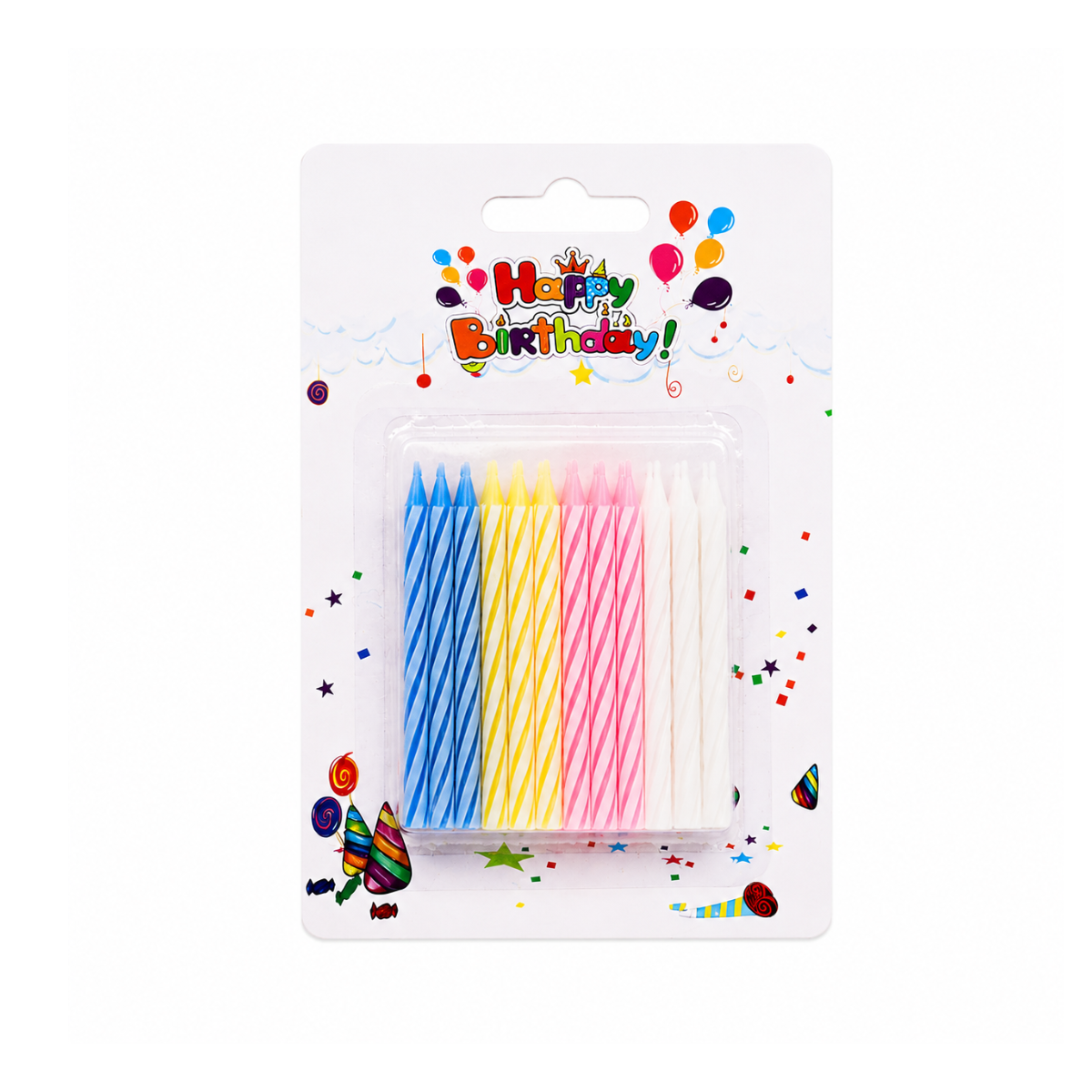 Paquete de 24 Velas para Pastel en Colores Surtidos