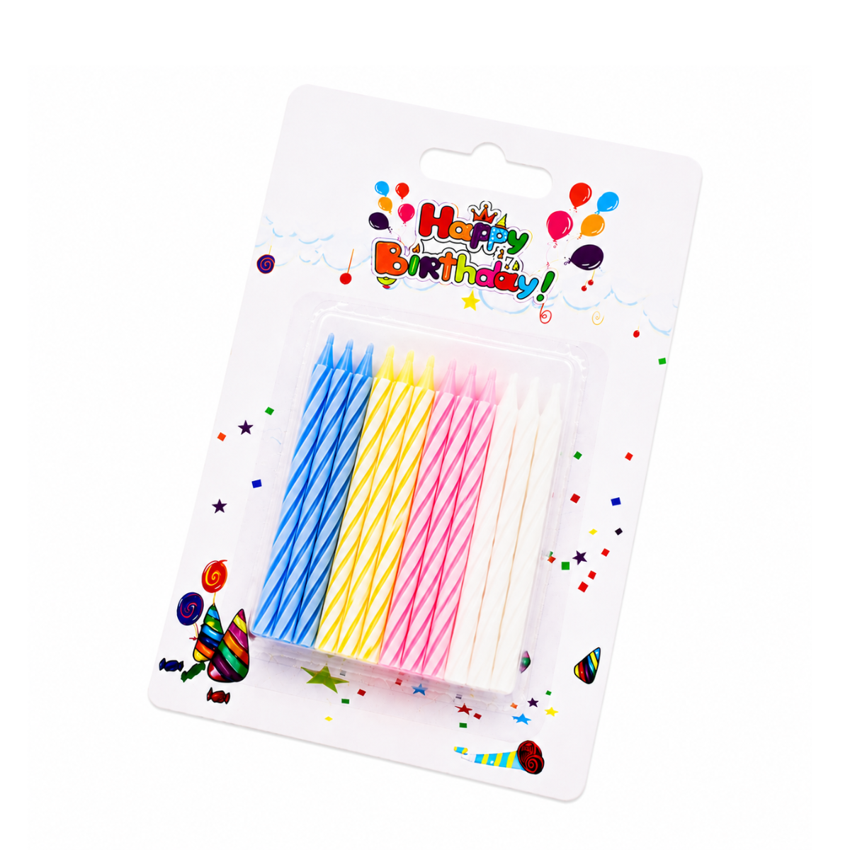 Paquete de 24 Velas para Pastel en Colores Surtidos