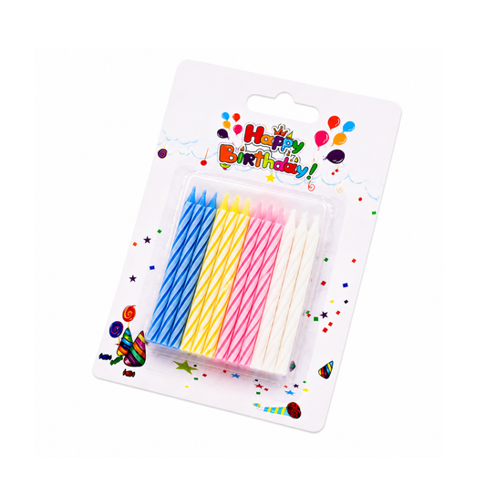 Paquete de 24 Velas para Pastel en Colores Surtidos